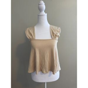 *NWT* Baevely Cream Cropped Smocked Front Tank Top